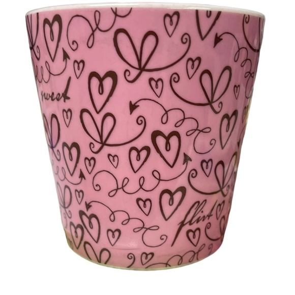 STARBUCKS 2006 Coffee Mug "FLIRT," "SWEET" & Pink Hearts Decorate Cup 17 oz EUC - Picture 8 of 14